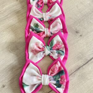 Ροζ Διπλός Φιόγκος με λουλούδια🎀